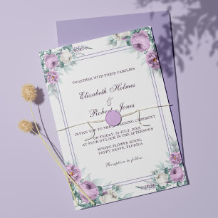 Invitation Carton d'invitation de mariage floral lavande viol