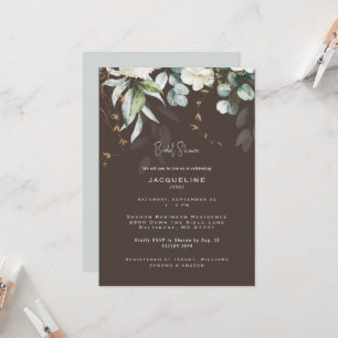 Invitation Carton d'invitation de mariage floral marron foncé