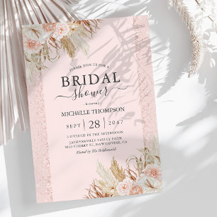 Invitation Carton d'invitation de mariage floral rose herbe d