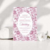 Carton d'invitation de mariage floral Toile de Ros