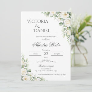 Invitation Carton d'invitation de mariage floral vert sauge e