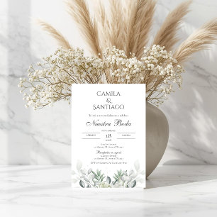 Invitation Carton d'invitation de mariage floral vert sauge e