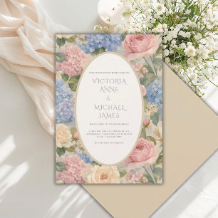 Invitation Carton d'invitation de mariage floral vintage aux
