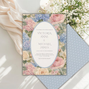 Invitation Carton d'invitation de mariage floral vintage aux