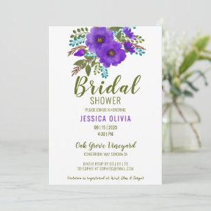 Invitation Carton d'invitation de mariage floral violet aquar