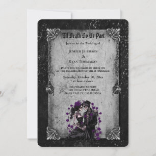 Invitation Carton d'invitation de mariage gothique floral rom