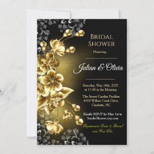 Invitation Carton d'invitation de mariage gothique noir et or