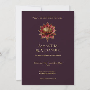 Invitation Carton d'invitation de mariage gothique prune et o