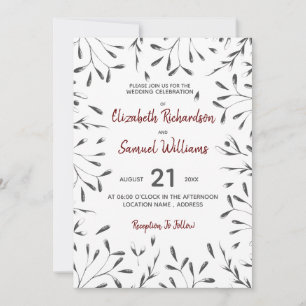 Invitation Carton d'invitation de mariage graphique floral no