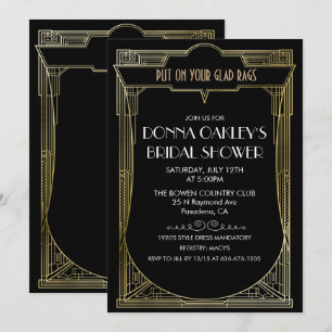Invitation Carton d'invitation de mariage Great Gatsby Art Dé