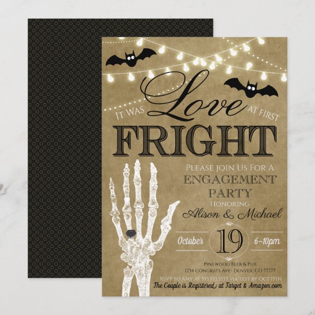 Invitation Carton d'invitation de mariage Halloween pour coup (Devant / Derrière)