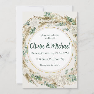 Invitation Carton d'invitation de mariage Herbe des Pampas Sa