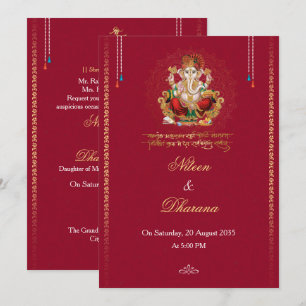 Invitation Carton d'invitation de mariage hindou Mandala Gane