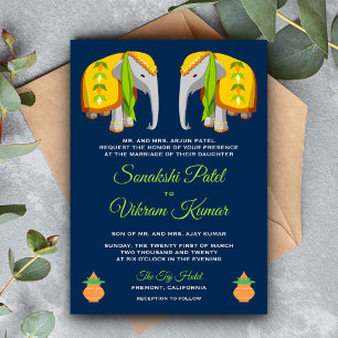 Invitation Carton d'invitation de mariage indien éléphant Art