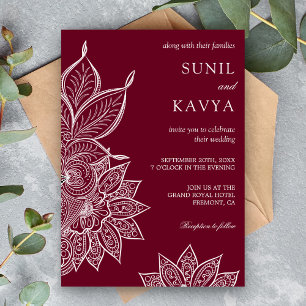 Invitation Carton d'invitation de mariage indien Mehendi Bour