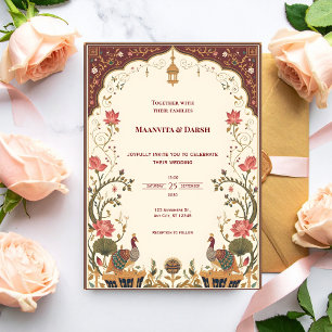 Invitation Carton d'invitation de mariage indien Pichwai Lotu