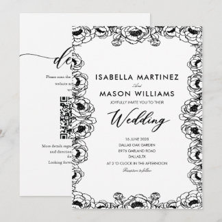 Invitation carton d'invitation de mariage JARDIN FLORAL noir
