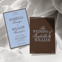 Carton d'invitation de mariage luxe bleu et marron