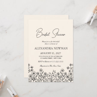 Invitation Carton d'invitation de mariage minimaliste floral 