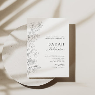 Invitation Carton d'invitation de mariage minimaliste floral