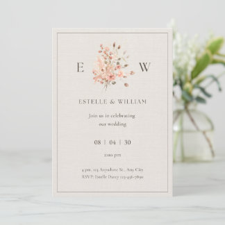 Invitation Carton d'invitation de mariage minimaliste floral