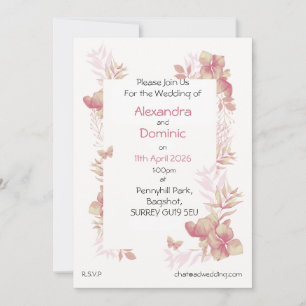 Invitation Carton d'invitation de mariage - motif papillon fl