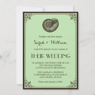 Invitation Carton d'invitation de mariage nautique vert menth