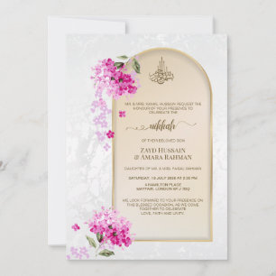 Invitation Carton d'invitation de mariage Nikkah luxueux Hy