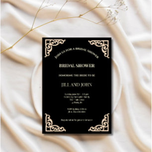 Invitation Carton d'invitation de mariage noir Art Déco pour 