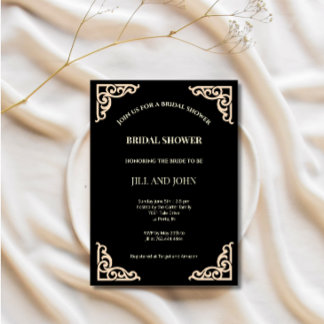 Invitation Carton d'invitation de mariage noir Art Déco pour