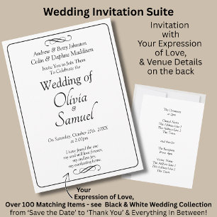Invitation Carton d'invitation de mariage Noir & Blanc avec I