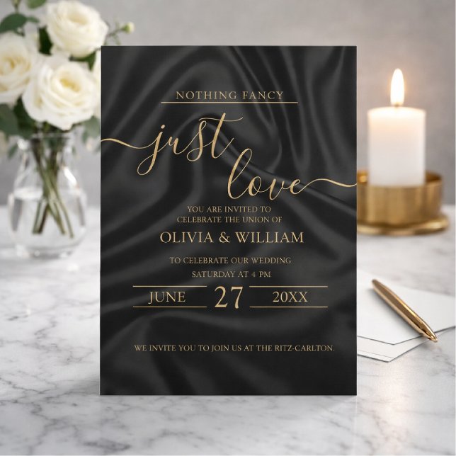 Invitation Carton d'invitation de mariage noir design simple  (Créateur téléchargé)