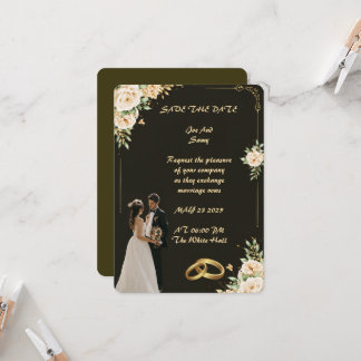 Invitation Carton d'invitation de mariage noir et or de luxe