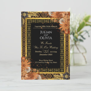 Invitation Carton d'invitation de mariage noir et or Royal Lu