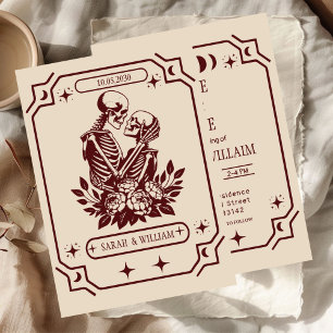 Invitation Carton d'invitation de mariage noir tarot gothique