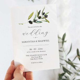 Invitation Carton d'invitation de mariage Olive avec QR Code