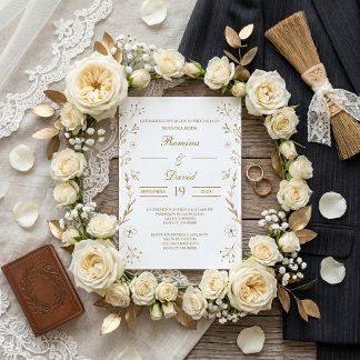 Invitation Carton d'invitation de mariage or et espagnol