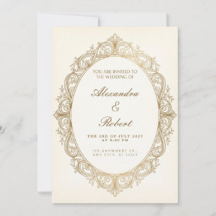 Invitation Carton d'invitation de mariage ovale baroque en fi