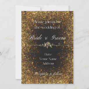 Invitation Carton d'invitation de mariage pailleté noir et or