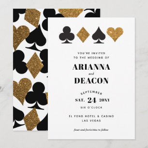 Invitation Carton d'invitation de mariage paillettes dorées d