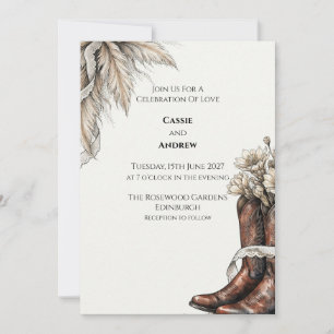 Invitation Carton d'invitation de mariage Pampas à bottes de
