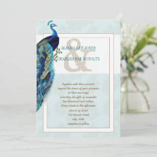 Invitation Carton d'invitation de mariage Paon Bleu Aqua et M