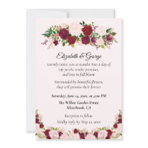 Carton d'invitation de mariage personnalisé aux ro