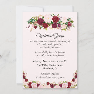 Invitation Carton d'invitation de mariage personnalisé aux ro