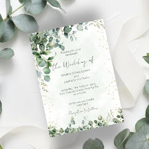 Carton d'invitation de mariage plat avec feuillage