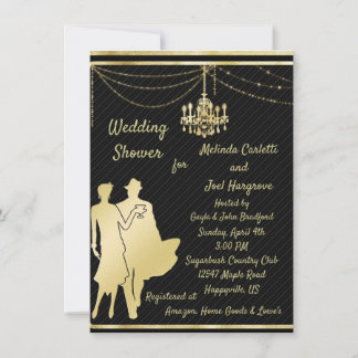 Invitation Carton d'invitation de mariage pour couples en or