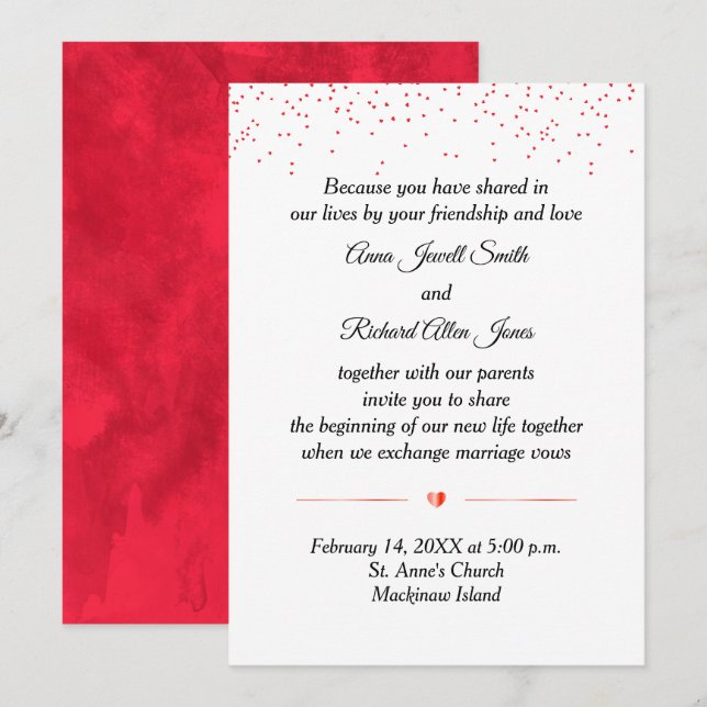Invitation Carton d'Invitation de Mariage pour la Saint-Valen (Devant / Derrière)