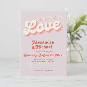 Invitation Carton d'invitation de mariage rétro rose et orang