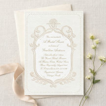 Carton d'invitation de mariage Rococo de famille