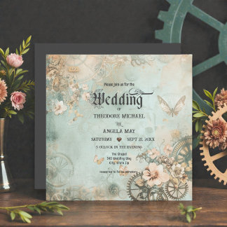 Invitation Carton d'invitation de mariage romantique sarcelle
